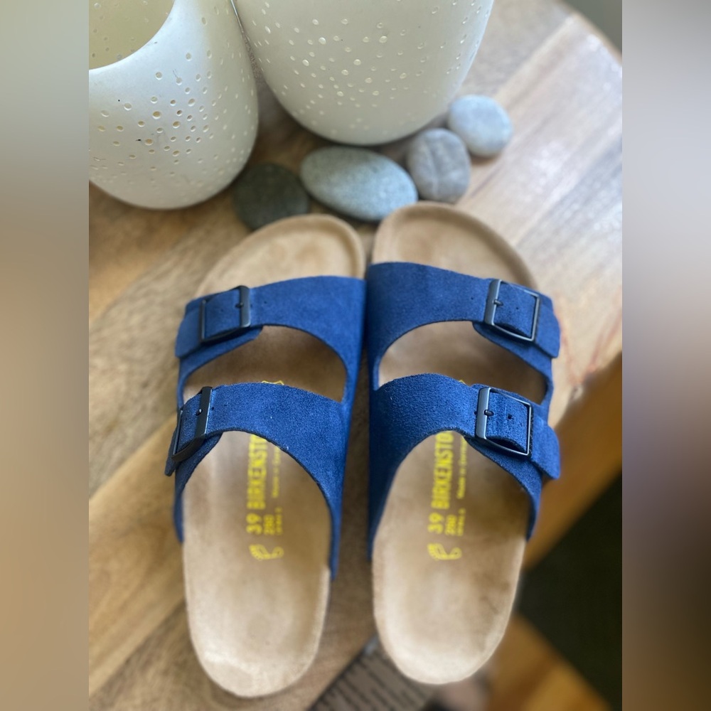 Birkenstock blue suede sandals size 39